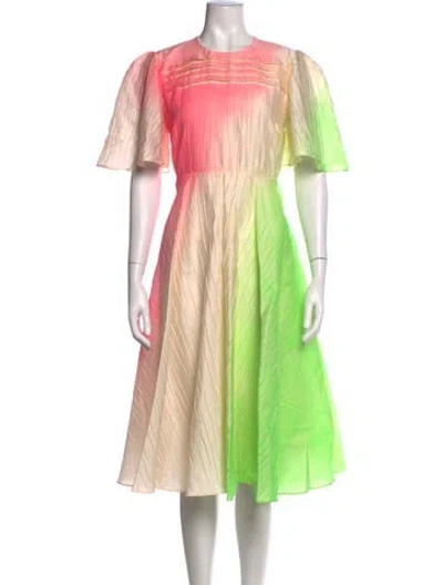 Pre-owned Roksanda Colorblock Pattern Midi Length Dress In Pink