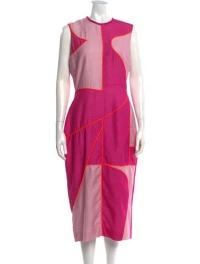 Pre-owned Roksanda Colorblock Pattern Midi Length Dress In Pink