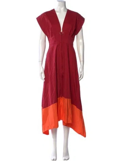Pre-owned Roksanda Colorblock Pattern Midi Length Dress In Pink