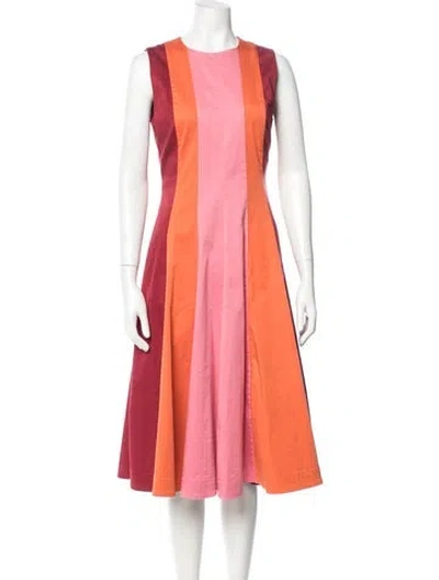 Pre-owned Roksanda Colorblock Pattern Midi Length Dress In Pink