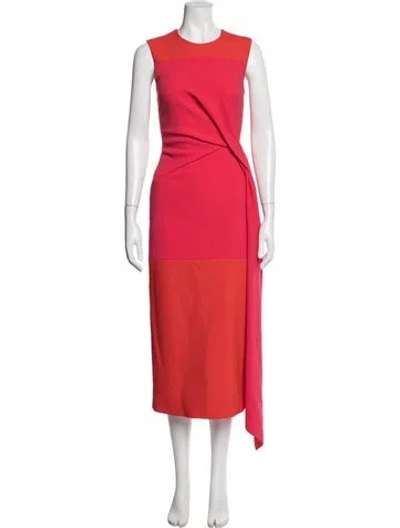 Pre-owned Roksanda Colorblock Pattern Midi Length Dress In Red