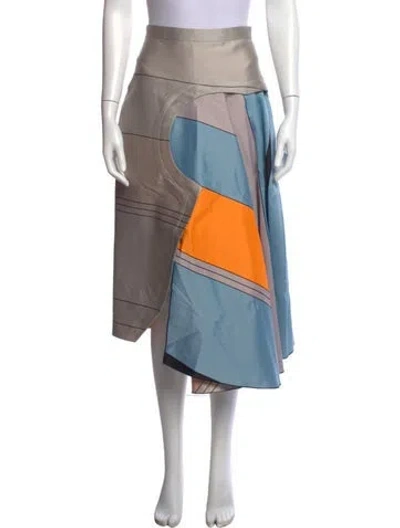 Pre-owned Roksanda Colorblock Pattern Midi Length Skirt In Blue