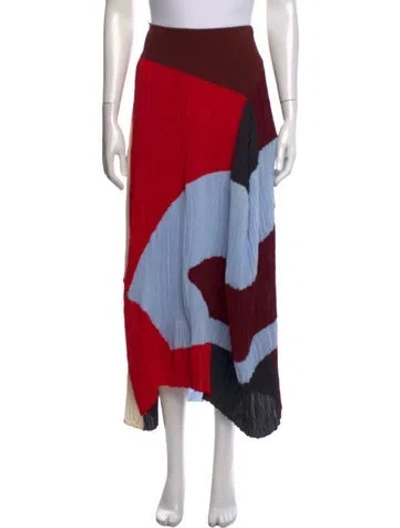 Pre-owned Roksanda Colorblock Pattern Midi Length Skirt In Red