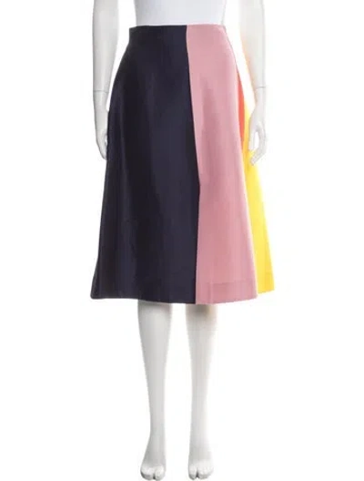 Pre-owned Roksanda Colorblock Pattern Midi Length Skirt W/ Tags In Brown
