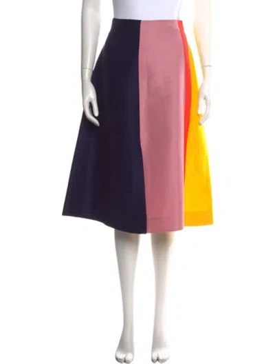 Pre-owned Roksanda Colorblock Pattern Midi Length Skirt W/ Tags In Pink