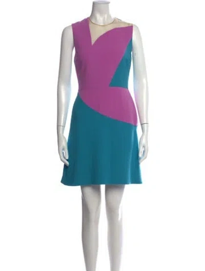 Pre-owned Roksanda Colorblock Pattern Mini Dress In Blue