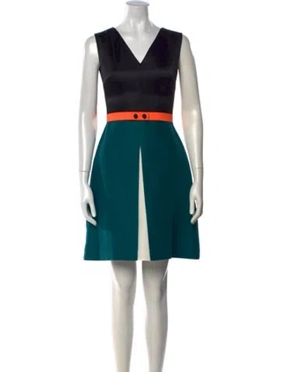 Pre-owned Roksanda Colorblock Pattern Mini Dress In Green
