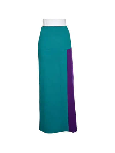 Pre-owned Roksanda Colorblock Wool Maxi Skirt In Blue