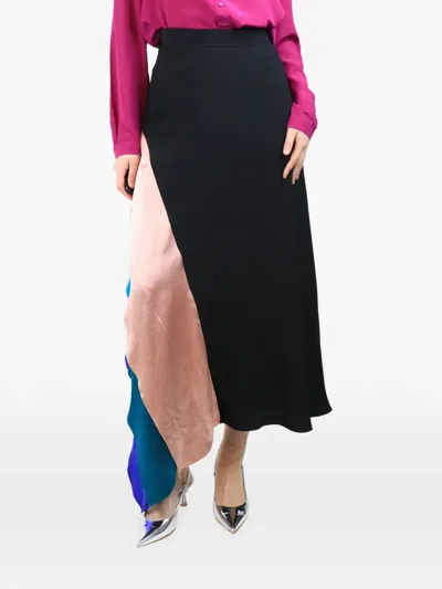 Pre-owned Roksanda Colour-block Ruffled Maxi Skirt In Black