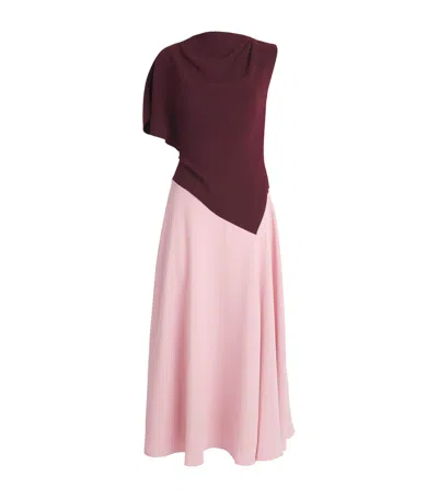 Roksanda Crepe One-shoulder Oryn Midi Dress In Burgundy