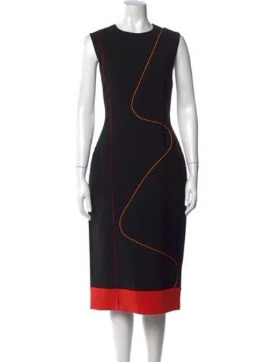 Pre-owned Roksanda Crew Neck Knee-length Dress In Black