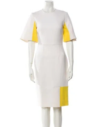 Pre-owned Roksanda Crew Neck Knee-length Dress In Neutral