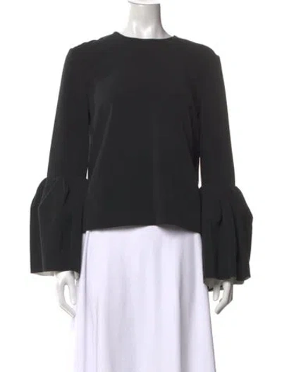 Pre-owned Roksanda Crew Neck Long Sleeve Blouse In Black