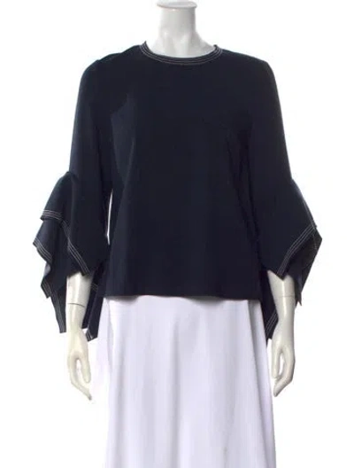 Pre-owned Roksanda Crew Neck Long Sleeve Blouse In Black