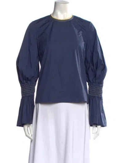 Pre-owned Roksanda Crew Neck Long Sleeve Blouse In Blue