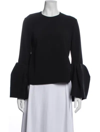Pre-owned Roksanda Crew Neck Long Sleeve Blouse In Blue