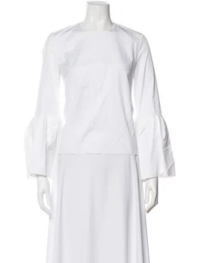 Pre-owned Roksanda Crew Neck Long Sleeve Blouse In Neutral