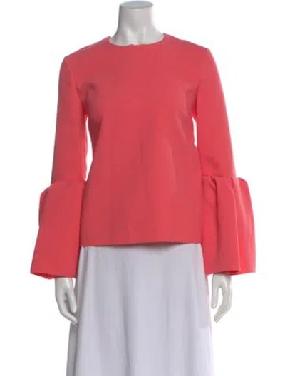 Pre-owned Roksanda Crew Neck Long Sleeve Blouse In Pink