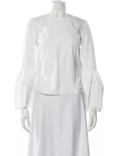 Pre-owned Roksanda Crew Neck Long Sleeve Blouse W/ Tags In White