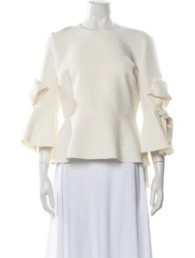 Pre-owned Roksanda Crew Neck Long Sleeve Blouse W/ Tags In White