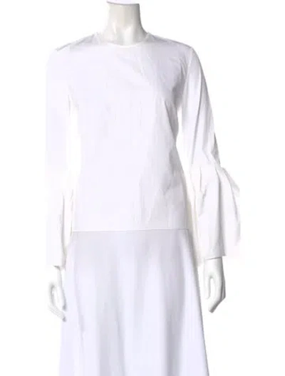 Pre-owned Roksanda Crew Neck Long Sleeve Blouse In White