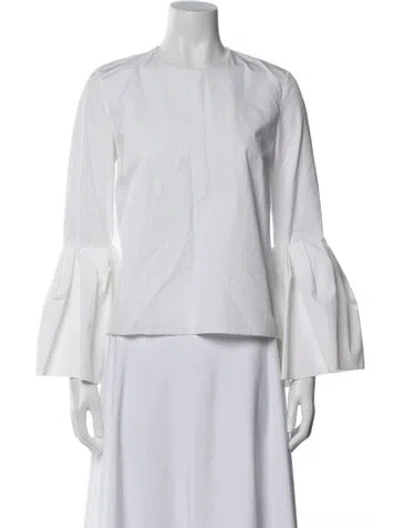 Pre-owned Roksanda Crew Neck Long Sleeve Blouse In White