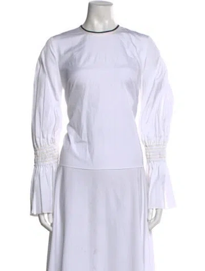 Pre-owned Roksanda Crew Neck Long Sleeve Crop Top In White