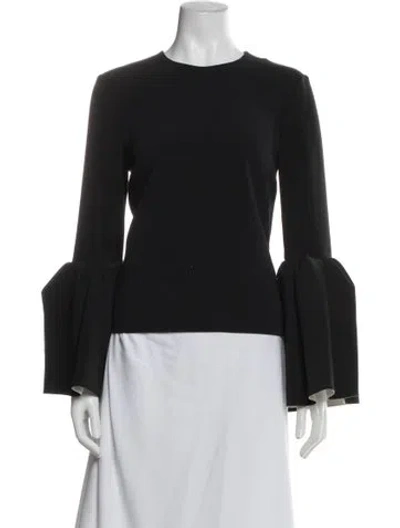 Pre-owned Roksanda Crew Neck Long Sleeve Top In Black