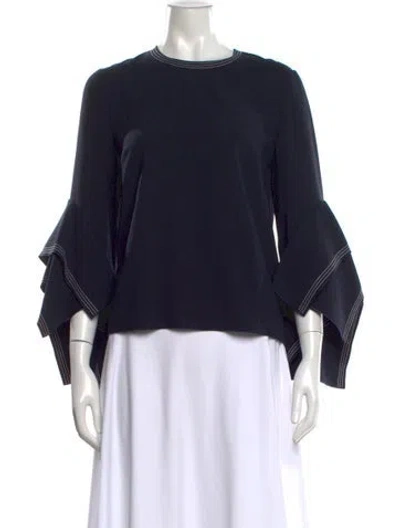 Pre-owned Roksanda Crew Neck Long Sleeve Top In Black
