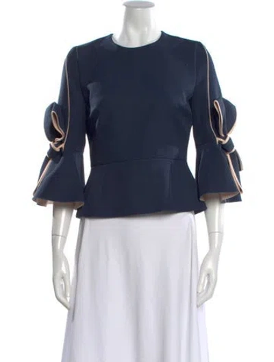 Pre-owned Roksanda Crew Neck Long Sleeve Top In Blue