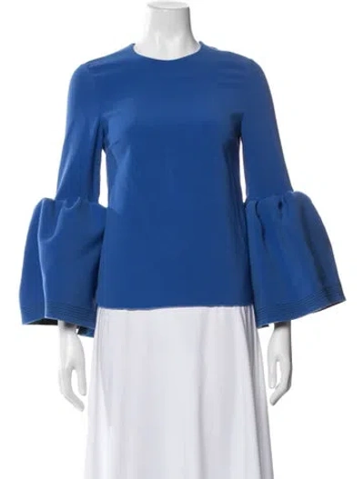Pre-owned Roksanda Crew Neck Long Sleeve Top In Blue