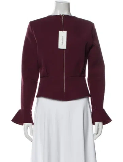 Pre-owned Roksanda Crew Neck Long Sleeve Top In Burgundy
