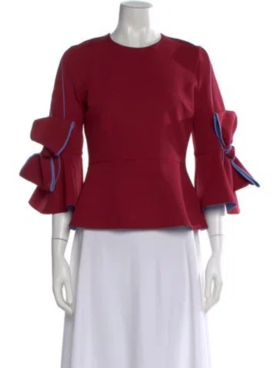 Pre-owned Roksanda Crew Neck Long Sleeve Top In Burgundy