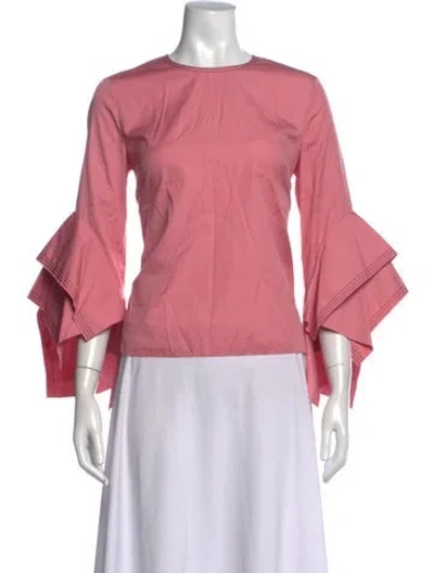 Pre-owned Roksanda Crew Neck Long Sleeve Top In Pink