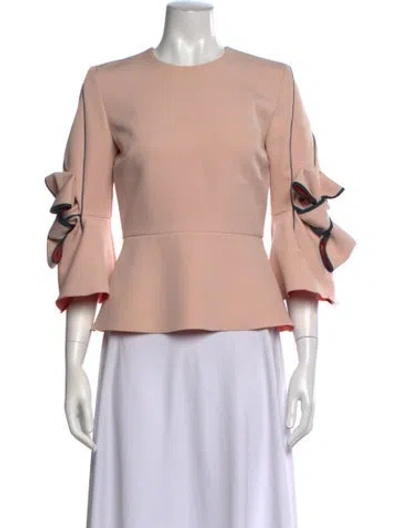 Pre-owned Roksanda Crew Neck Long Sleeve Top In Pink