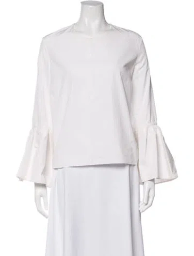 Pre-owned Roksanda Crew Neck Long Sleeve Top In Pink/white