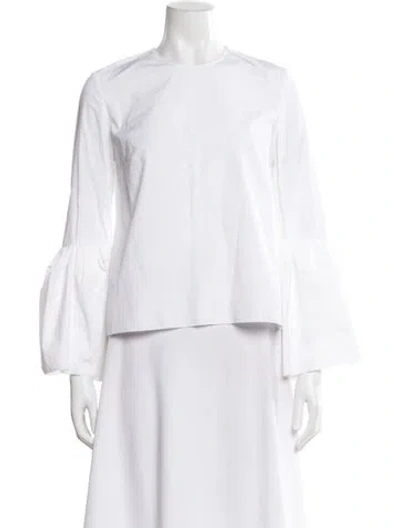 Pre-owned Roksanda Crew Neck Long Sleeve Top In White