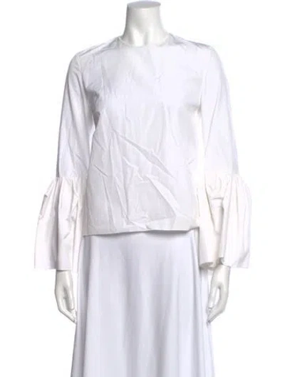 Pre-owned Roksanda Crew Neck Long Sleeve Top In White