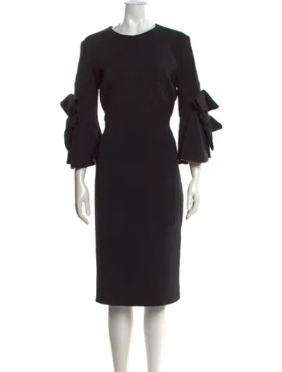 Pre-owned Roksanda Crew Neck Midi Length Dress In Black