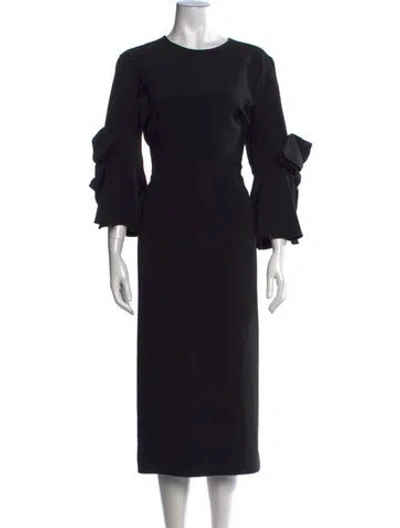 Pre-owned Roksanda Crew Neck Midi Length Dress In Black