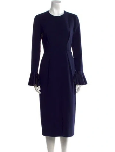 Pre-owned Roksanda Crew Neck Midi Length Dress In Blue