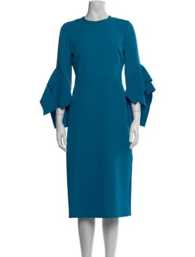 Pre-owned Roksanda Crew Neck Midi Length Dress In Blue