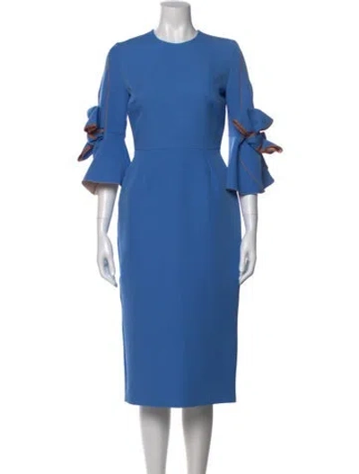 Pre-owned Roksanda Crew Neck Midi Length Dress In Blue