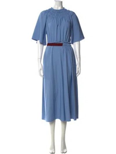Pre-owned Roksanda Crew Neck Midi Length Dress In Blue