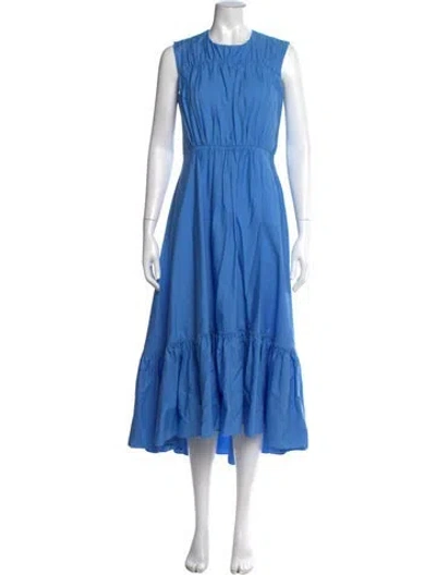 Pre-owned Roksanda Crew Neck Midi Length Dress In Blue