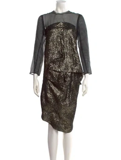 Pre-owned Roksanda Crew Neck Midi Length Dress In Green