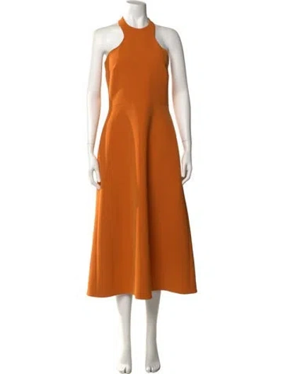 Pre-owned Roksanda Crew Neck Midi Length Dress In Orange