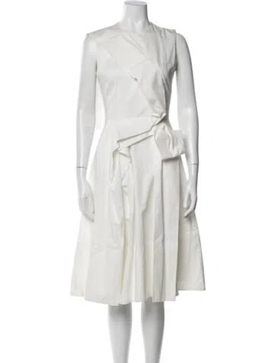 Pre-owned Roksanda Crew Neck Midi Length Dress In White