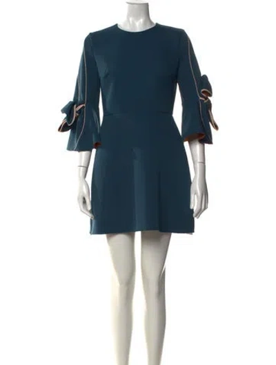 Pre-owned Roksanda Crew Neck Mini Dress In Blue/neutrals