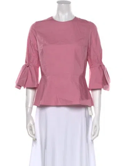 Pre-owned Roksanda Crew Neck Three-quarter Sleeve Blouse In Pink